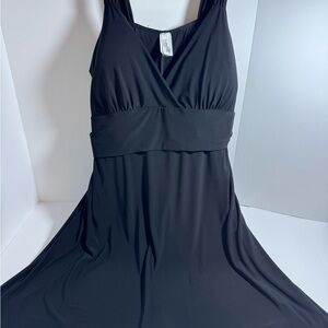 Graffiti Black Sleeveless Empire Waist Dress Women’s 2XL Rhinestone Straps Flowy